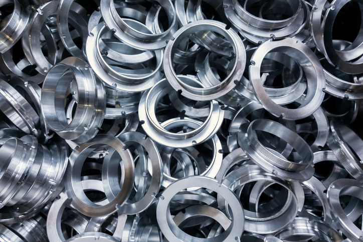 Circular aluminum parts after CNC machining