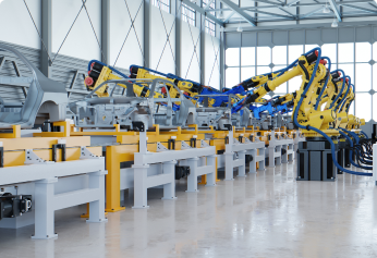 Robotic automotive assembly in a factory